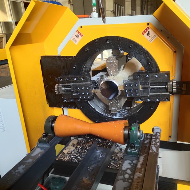 Large Diameter Pipe Prefabrication Cutting And Groove Machine with Automatic Feeding Roller
