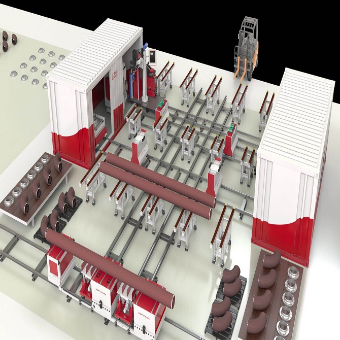 Containerized Type Automatic Pipe Spool Fabrication Solution for Carbon Steel Power Plant 